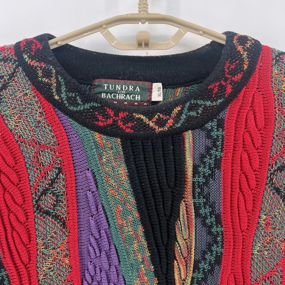 Vintage Tundra for Bachrach Men's 3D Knit Pullover Sweater‎ XL Mercerized Cotton